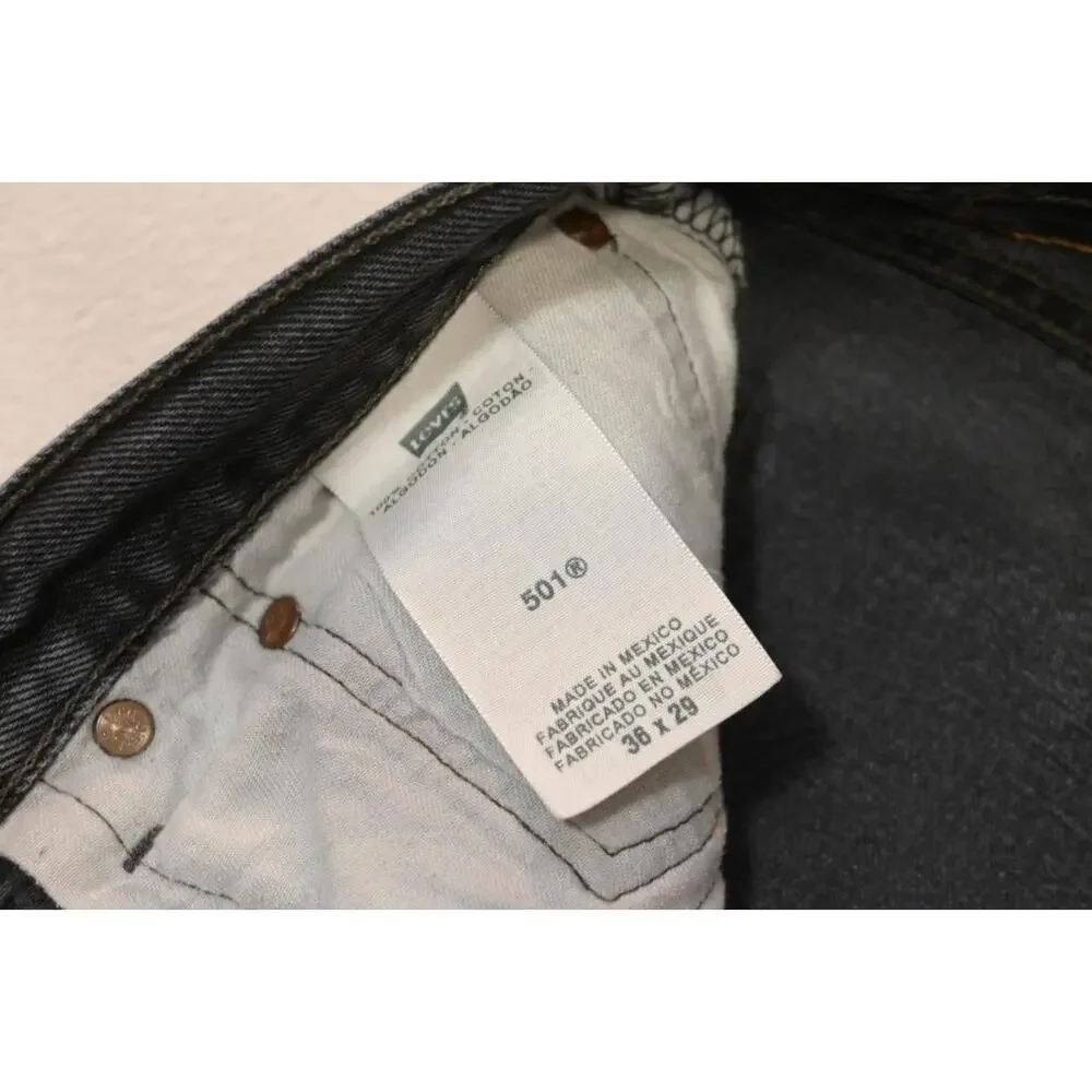 Levis 501 Double XX Straight Stretch Rugged Button‎ Fly Jeans Mens Sz 36 x 29